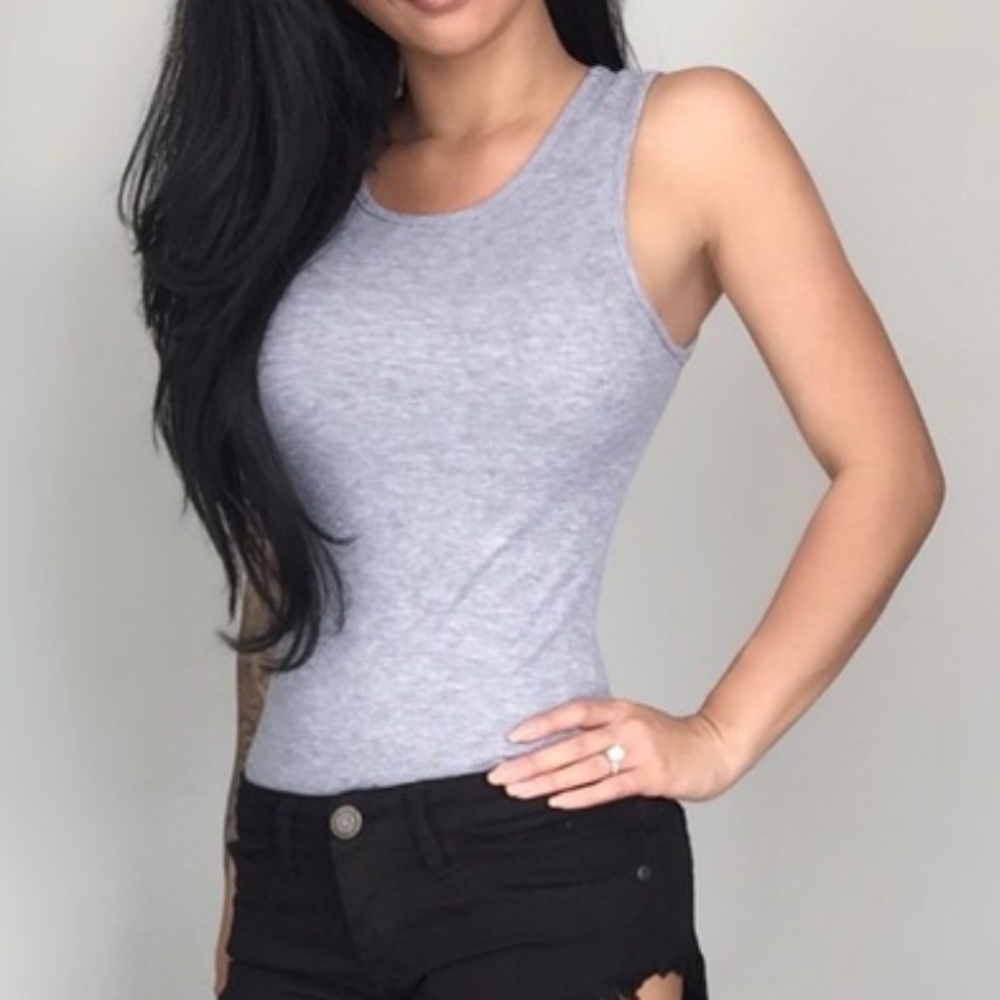 Reposh Jolie Heather Gray Ribbed Bodysuit
